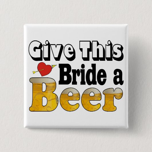 Bier Bruid Vierkante Button 5,1 Cm (Voorkant)