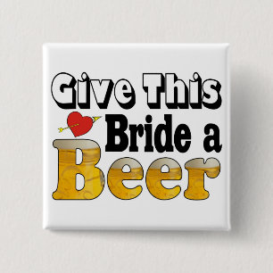 Bier Bruid Vierkante Button 5,1 Cm