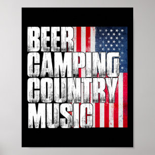 Bier Camping Countrymuziek Patriottische Amerikaan Poster