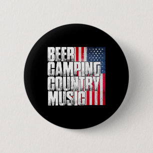 Bier Camping Countrymuziek Patriottische Amerikaan Ronde Button 5,7 Cm