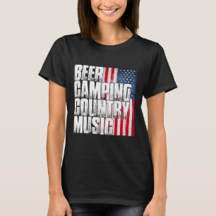 Bier Camping Countrymuziek Patriottische Amerikaan T-shirt