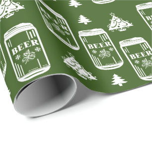 Bier Can Kerstmis Tree on green Cadeaupapier