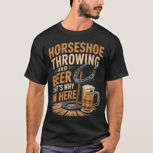 Bier Daarom Hoefijzer Spel Ringer Hoefijzer T-shirt (Voorkant)
