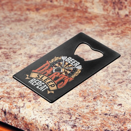 Bier Darts Slaap Herhalen - Dart Speler Creditkaart Flessenopener