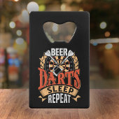 Bier Darts Slaap Herhalen - Dart Speler Creditkaart Flessenopener