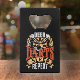 Bier Darts Slaap Herhalen - Dart Speler Creditkaart Flessenopener