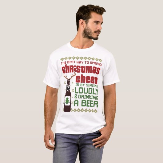Bier - de beste manier om kerstmis te verspreiden t-shirt (Voorkant volledig)