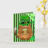 Bier die St Patrick dagKat drink Kaart (Gele Bloem)