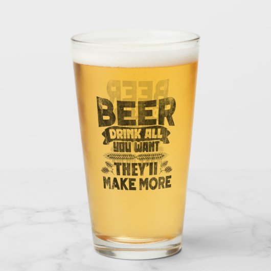 Bier Drink alles wat je wilt Glas (Voorkant gevuld)