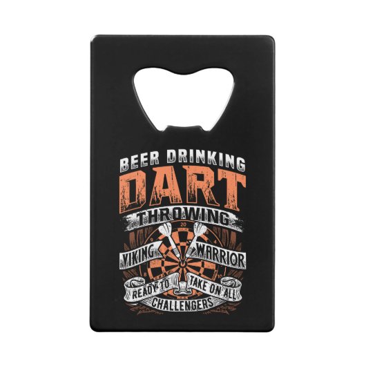Bier Drink Dart Viking Warrior - Dart Speler Creditkaart Flessenopener (Voorkant)