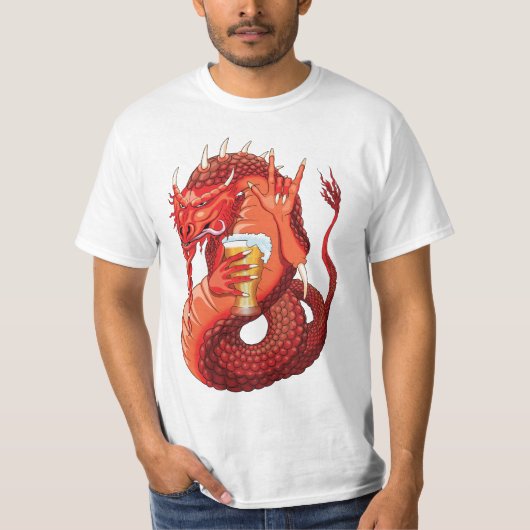 Bier Drink Dragon Mannen T-Shirt (Voorkant)