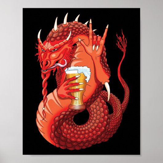 Bier Drink Dragon Poster (Voorkant)