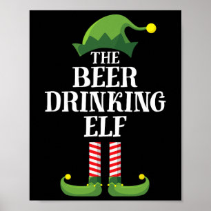 Bier Drink Elf Matching Family - kerstgroep Poster