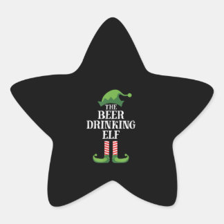 Bier Drink Elf Matching Family - kerstgroep Ster Sticker