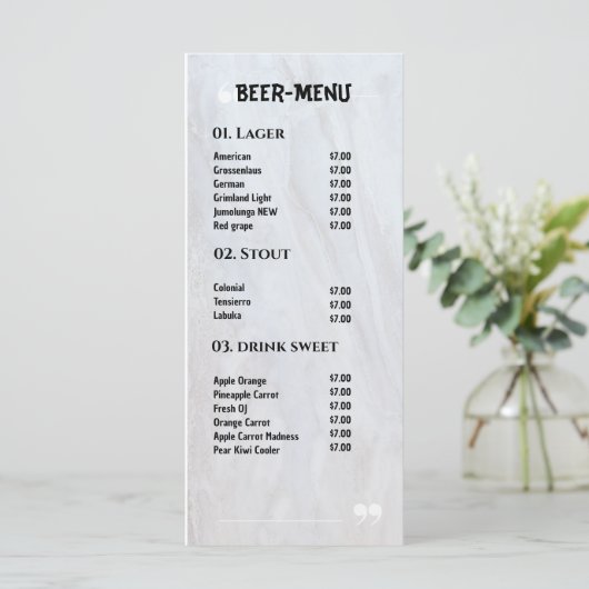 Bier Drink Flat Menu (Staand voorkant)