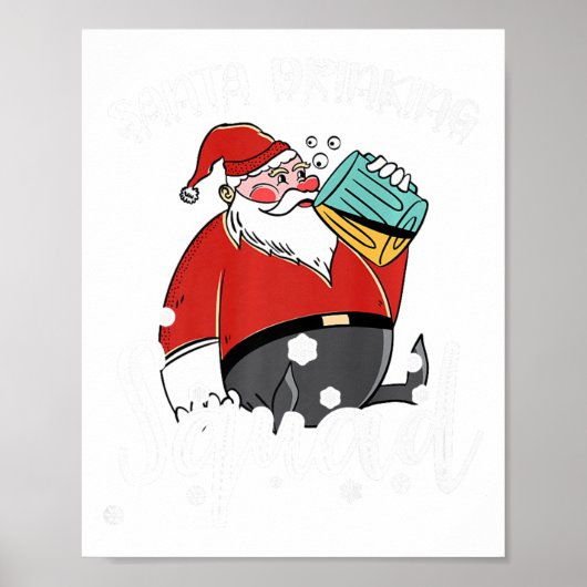 Bier Drink Santa Xmas Bierdrinker Funny Christ Poster (Voorkant)
