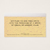 Bier Drink Voucher en Coupon Kaarten Visitekaartjes (Achterkant)