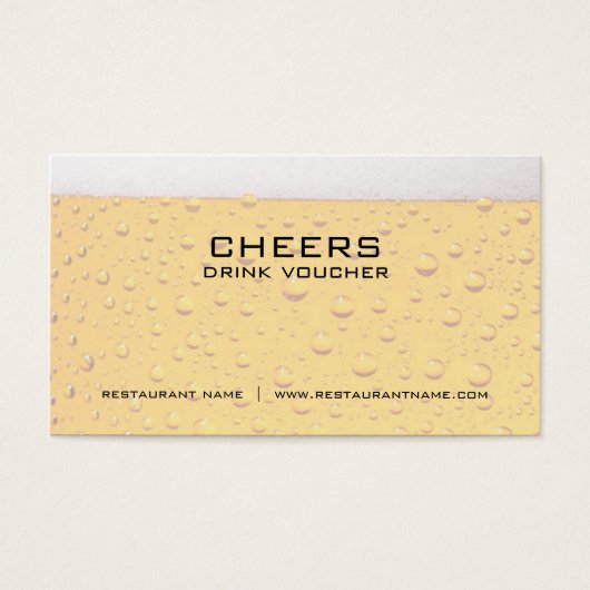 Bier Drink Voucher en Coupon Kaarten Visitekaartjes (Voorkant)
