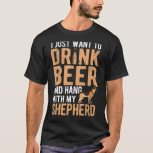 Bier drinken met mijn hond Duitse herder T-shirt