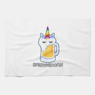 Bier drinkende Brewnicorn Cute eenhoorn feest Brew Theedoek