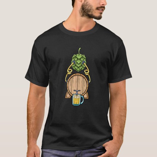 Bier Drinker Alcohol Beer Hops met kraan Drink B T-shirt (Voorkant)