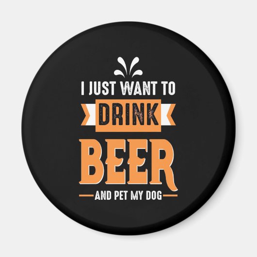 Bier Drinker Beer en Dog Magneet (Voorkant)