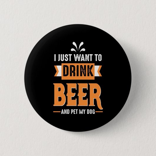 Bier Drinker Beer en Dog Ronde Button 5,7 Cm (Voorkant)