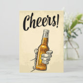 Bier Drinker Cheers Beer Retro  Bedankkaart (Staand voorkant)