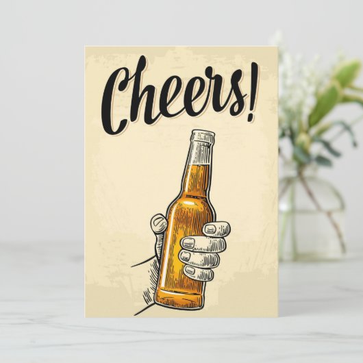 Bier Drinker Cheers Beer Retro  Bedankkaart (Staand voorkant)