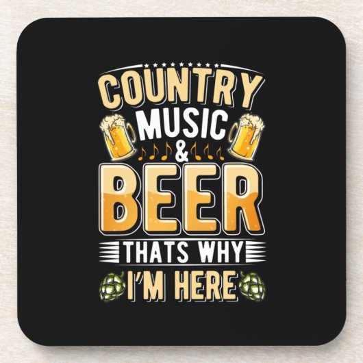 Bier drinker countrymuziek bier drinkende verjaard bier onderzetter (Voorkant)