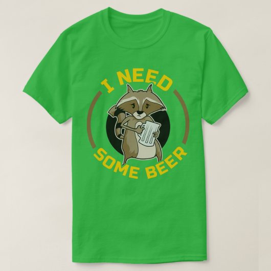 Bier Drinker Daily Evening Raccoon met bier T-shirt (Design voorkant)