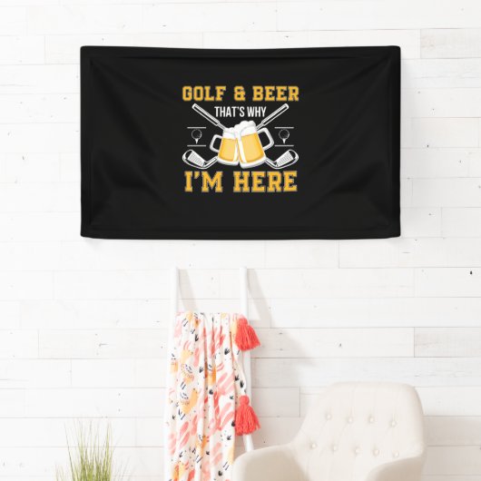Bier drinker golf en bier verjaardag spandoek (Insitu)