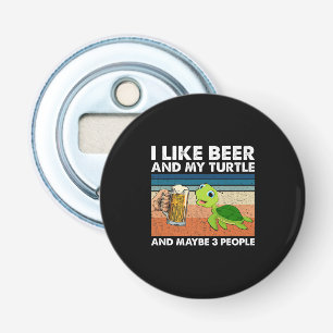 Bier Drinker ik hou van bier en mijn schildpad Button Flesopener
