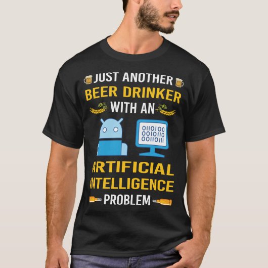 Bier Drinker Kunstmatige Intelligentie AI T-shirt (Voorkant)