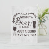 Bier drinker per dag zonder bier kaart (Staand voorkant)