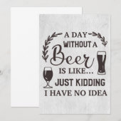 Bier drinker per dag zonder bier kaart (Voorkant / Achterkant)