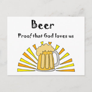 Bier Drinker's Cartoon met Mok en zon Briefkaart
