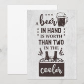 Bier drinkt een biertje in de hand is de moeite wa kaart (Voorkant / Achterkant)