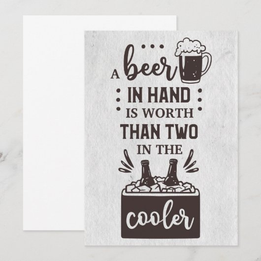 Bier drinkt een biertje in de hand is de moeite wa kaart (Voorkant / Achterkant)