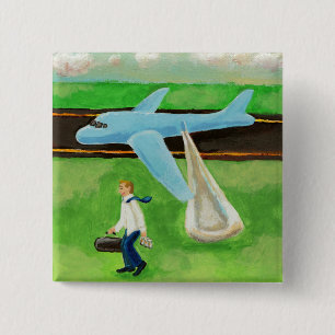 Bier, een Big Slide en mijn Dignity - een blauwe j Vierkante Button 5,1 Cm