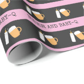 Bier en Baby-Q BBQ Baby shower Wrapping Paper Cadeaupapier (Rol Hoek)