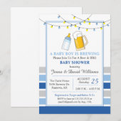 Bier en Baby shower uitnodiging blauw (Voorkant / Achterkant)