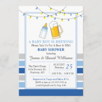Bier en Baby shower uitnodiging blauw