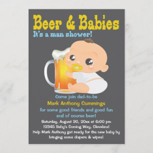 Bier en baby's, vader-op-zijn-Baby shower uitnodig Kaart