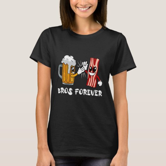 Bier en Bacon Bros Forever brinker Gri T-shirt (Voorkant)