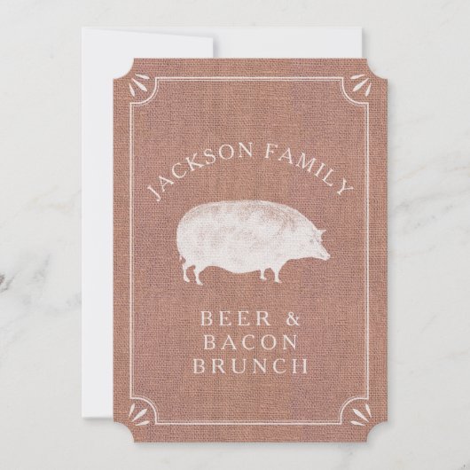 Bier en Bacon Brunch  Varkenland Rustic Kaart (Voorkant)