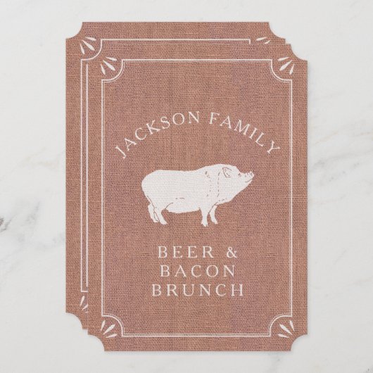 Bier en Bacon Brunch  Varkenland Rustic Kaart (Voorkant / Achterkant)
