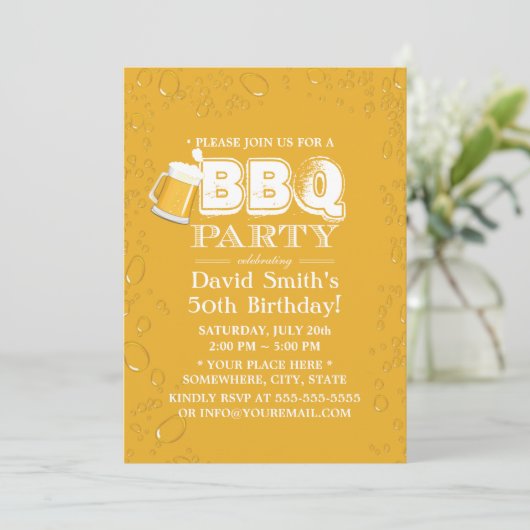 Bier en BBQ 50e verjaardag Kaart (Staand voorkant)