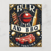 Bier en BBQ gaan samen Briefkaart (Voorkant)