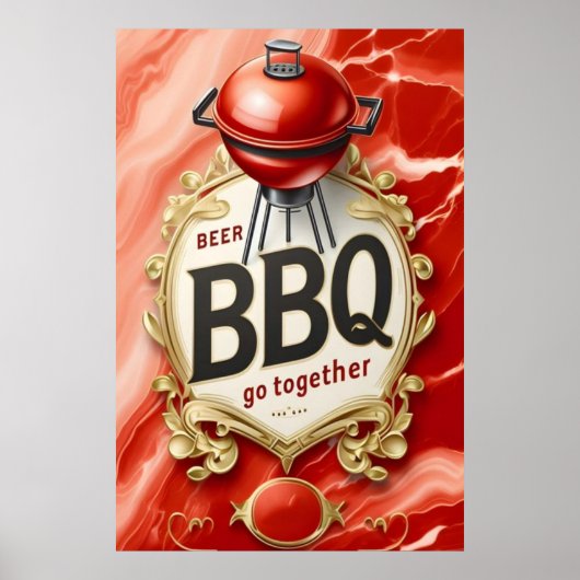 Bier en BBQ gaan samen Poster (Voorkant)